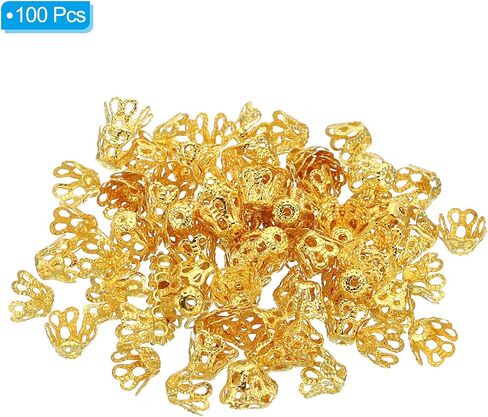 PATIKIL Flower Bead Caps, 100Pcs 6x5mm Hollow Metal Spacer Bead End Caps for Jewelry Making Earring Bracelets Necklace DIY Crafting, Black in Saudi Arabia