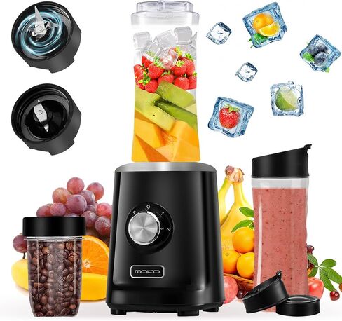MoKo 700W Smoothie Blender, Personal Blender for Shakes and Smoothies, Retro Countertop Blender and Grinder for Kitchen with 6 Blades,BPA Free, with 2 Speeds and Pulse for Smoothies and Shakes, Black in Saudi Arabia