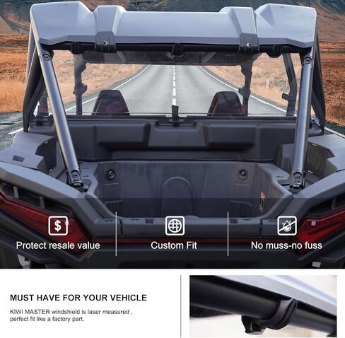 KIWI MASTER Hard Coat Poly Rear Windshield Compatible with 2024 Polaris RZR XP 1000 Accessories Heavy Duty Polycarbonate Scratch Resistant in Saudi Arabia