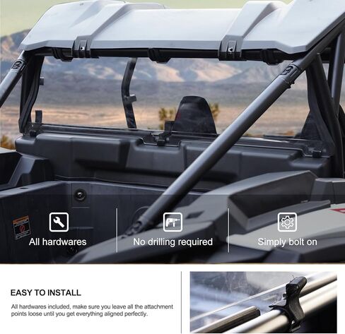 KIWI MASTER Hard Coat Poly Rear Windshield Compatible with 2024 Polaris RZR XP 1000 Accessories Heavy Duty Polycarbonate Scratch Resistant in Saudi Arabia