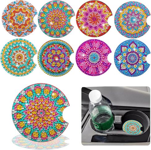 BSRESIN 8 Pcs Mushroom Diamond Art Coaster Kits, Crafts for Adults DIY Diamond Art Coasters, Small Diamond Art Accessories in Saudi Arabia