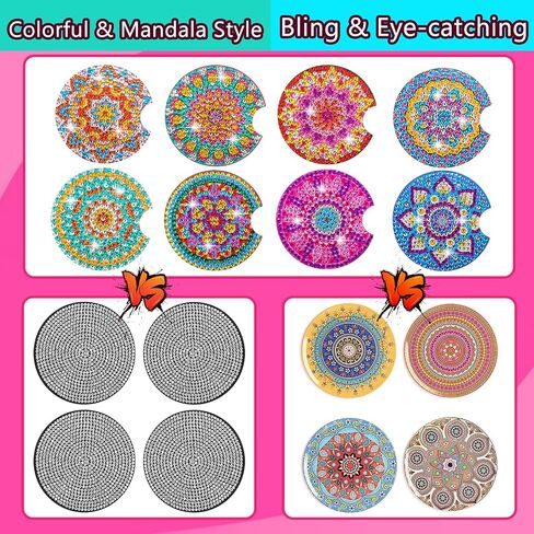 BSRESIN 8 Pcs Mushroom Diamond Art Coaster Kits, Crafts for Adults DIY Diamond Art Coasters, Small Diamond Art Accessories in Saudi Arabia