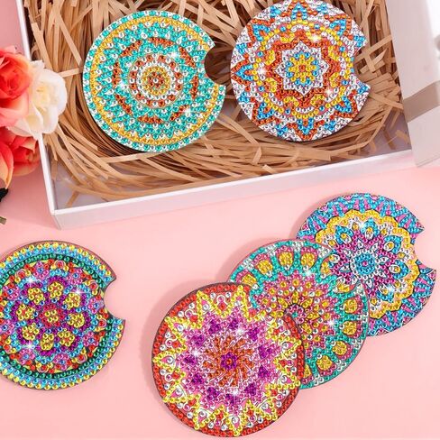 BSRESIN 8 Pcs Mushroom Diamond Art Coaster Kits, Crafts for Adults DIY Diamond Art Coasters, Small Diamond Art Accessories in Saudi Arabia