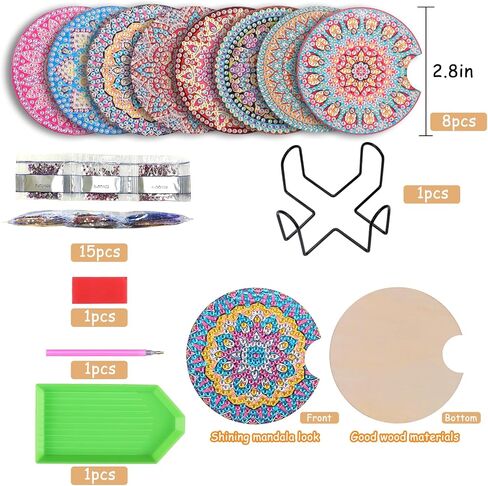 BSRESIN 8 Pcs Mushroom Diamond Art Coaster Kits, Crafts for Adults DIY Diamond Art Coasters, Small Diamond Art Accessories in Saudi Arabia