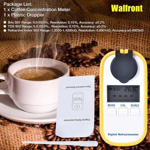 Digital Coffee Concentration Refractometer with BRIX Display Coffee Concentration Meter Sugar Drinks Density Coffee Brix Total Dissolved Solids Meter with TWO Measurement Modes in Saudi Arabia