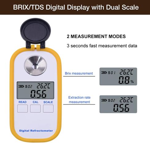 Digital Coffee Concentration Refractometer with BRIX Display Coffee Concentration Meter Sugar Drinks Density Coffee Brix Total Dissolved Solids Meter with TWO Measurement Modes in Saudi Arabia