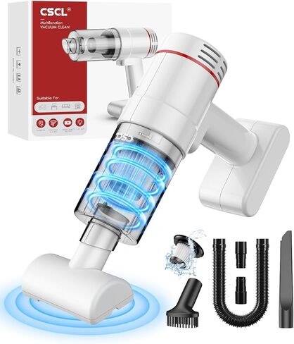 CSCL Handheld Car Vacuum Cleaner Cordless, 15000PA Powerful Suction Car Vacuum High Power Cleaner with LED Light & Multi Accessories, Portable Mini Hand Held Car Vacuum Cleaner for Car Home Office in Kuwait