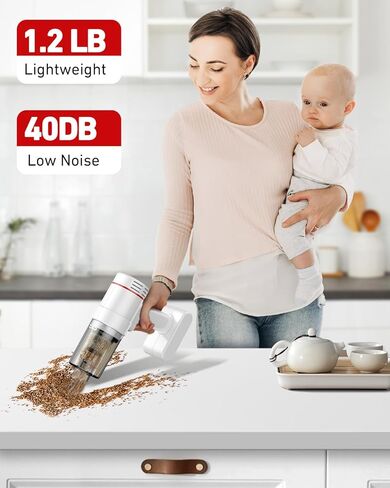 CSCL Handheld Car Vacuum Cleaner Cordless, 15000PA Powerful Suction Car Vacuum High Power Cleaner with LED Light & Multi Accessories, Portable Mini Hand Held Car Vacuum Cleaner for Car Home Office in Kuwait