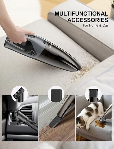 مكنسة كهربائية محمولة بدون أسلاك - مكنسة كهربائية صغيرة للسيارة بقوة 9000 باسكال، مكنسة كهربائية عالية الطاقة قابلة لإعادة الشحن لشعر الحيوانات الأليفة محمولة للسجاد المنزلي للسيارة - شحن USB (أسود) in Kuwait