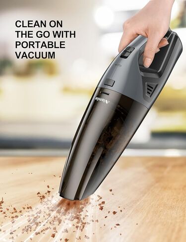 مكنسة كهربائية محمولة بدون أسلاك - مكنسة كهربائية صغيرة للسيارة بقوة 9000 باسكال، مكنسة كهربائية عالية الطاقة قابلة لإعادة الشحن لشعر الحيوانات الأليفة محمولة للسجاد المنزلي للسيارة - شحن USB (أسود) in Kuwait