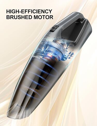 مكنسة كهربائية محمولة بدون أسلاك - مكنسة كهربائية صغيرة للسيارة بقوة 9000 باسكال، مكنسة كهربائية عالية الطاقة قابلة لإعادة الشحن لشعر الحيوانات الأليفة محمولة للسجاد المنزلي للسيارة - شحن USB (أسود) in Kuwait