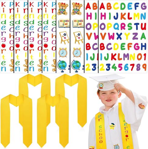 Jetec 4 Sets 2024 Preschool Graduation Stole Kindergarten Graduation Stole for Kids Iron on Letters for Gown Cap DIY in Saudi Arabia