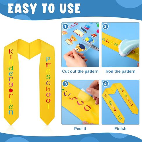 Jetec 4 Sets 2024 Preschool Graduation Stole Kindergarten Graduation Stole for Kids Iron on Letters for Gown Cap DIY in Saudi Arabia