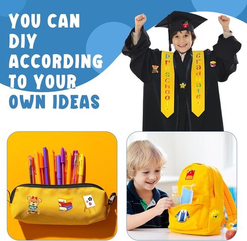 Jetec 4 Sets 2024 Preschool Graduation Stole Kindergarten Graduation Stole for Kids Iron on Letters for Gown Cap DIY in Saudi Arabia