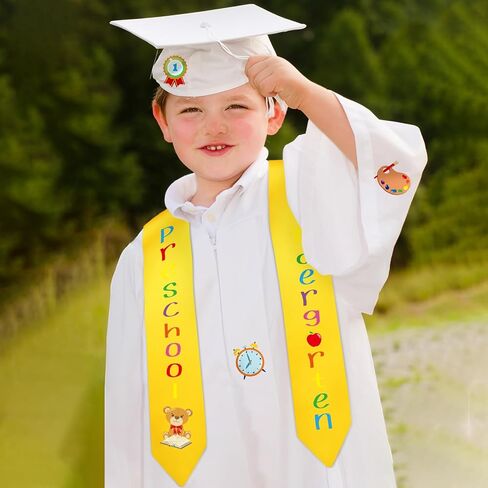 Jetec 4 Sets 2024 Preschool Graduation Stole Kindergarten Graduation Stole for Kids Iron on Letters for Gown Cap DIY in Saudi Arabia