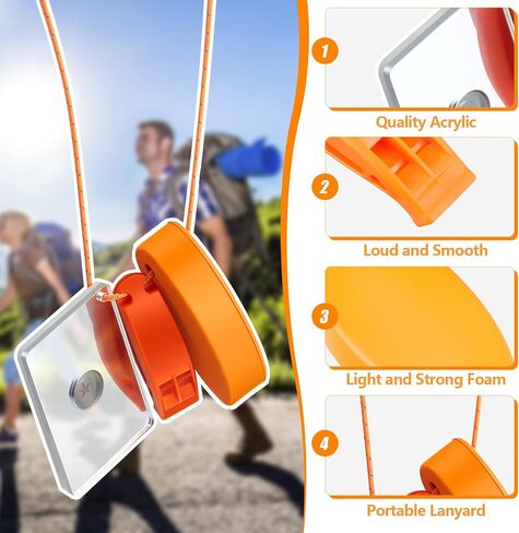 2 Sets Outdoor Survival Kit Rescue Signal Mirror Floating Whistle Combo Flash Signaling Mirror Emergency Whistle Orange Float for Backpacking Camping Hiking Activities in Saudi Arabia