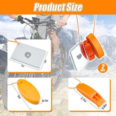 2 Sets Outdoor Survival Kit Rescue Signal Mirror Floating Whistle Combo Flash Signaling Mirror Emergency Whistle Orange Float for Backpacking Camping Hiking Activities in Saudi Arabia