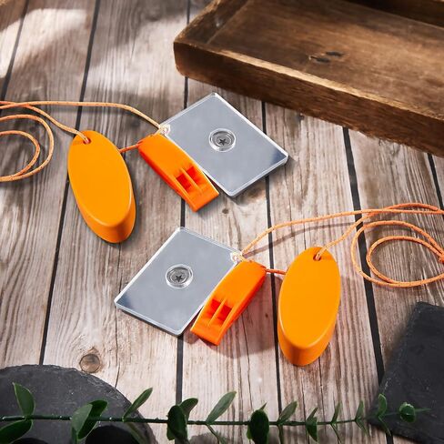 2 Sets Outdoor Survival Kit Rescue Signal Mirror Floating Whistle Combo Flash Signaling Mirror Emergency Whistle Orange Float for Backpacking Camping Hiking Activities in Saudi Arabia