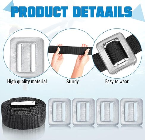 Tellegloww 4 Pcs 2.2 lb Dive Weights for Scuba with 1 Pcs Scuba Diving Weight Belt Set Scuba Weights Nylon Long Scuba Weight Belt with Metal Quick Release Buckle for Summer Free Diving Spearfishing in Saudi Arabia