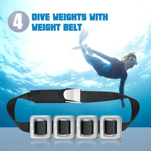 Tellegloww 4 Pcs 2.2 lb Dive Weights for Scuba with 1 Pcs Scuba Diving Weight Belt Set Scuba Weights Nylon Long Scuba Weight Belt with Metal Quick Release Buckle for Summer Free Diving Spearfishing in Saudi Arabia