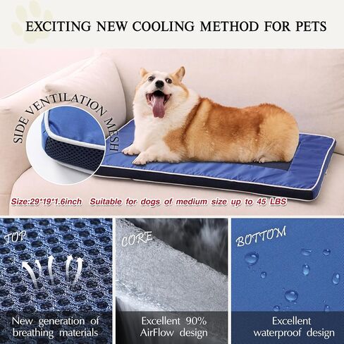 Vckas Air Flow Cooling Mat for Dogs Orthopedic Dog Mat Fully Washable and Breathable Dog Bed Mat Sleeping Mat Waterproof Bottom Material Safe Easy Carry Outdoor Dog Mat Indoor Outdoor Pad size 29*19" in Saudi Arabia