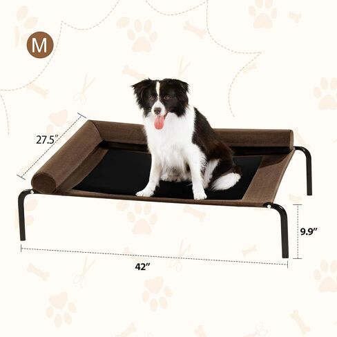 ROMROL 2 in1 Elevated Cooling Dog Bed for Large Dogs Raised Dog Cot Beds with Chew Proof Breathable Mesh and Metal Frame Portable Pet beds with No-Slip Rubber Feet for Indoor & Outdoor Easy to Clen in Saudi Arabia