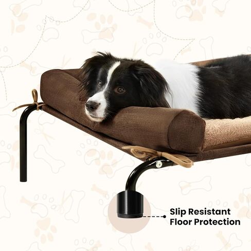 ROMROL 2 in1 Elevated Cooling Dog Bed for Large Dogs Raised Dog Cot Beds with Chew Proof Breathable Mesh and Metal Frame Portable Pet beds with No-Slip Rubber Feet for Indoor & Outdoor Easy to Clen in Saudi Arabia