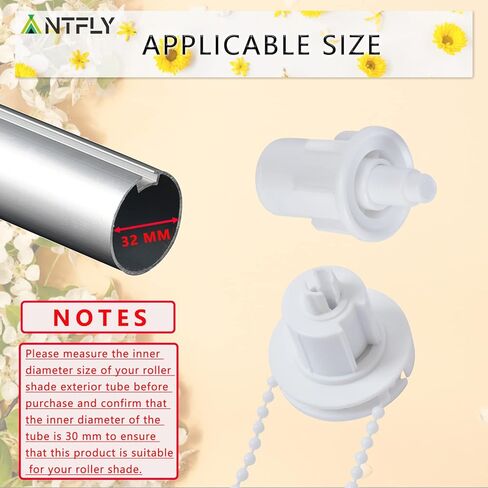 Antfly 32mm Roller Blind Clutch Roller Blind Shade Metal Core Clutch Bracket Cord Chain Repair kit Use for 1-1/4in Exterior Tube Roller Shade Clutch Replacement Kit with Metal Brackets, 3m Bead Chain in Kuwait