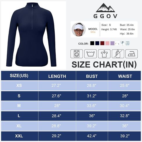 GGOV Golf Shirts for Woman UPF 50+ Sun Protection Quick Dry Lightweight Long Sleeve Polo Shirts for Woman Rash Guard in Saudi Arabia