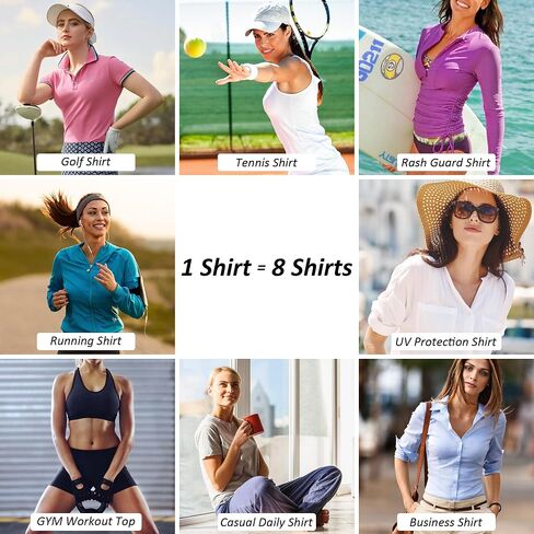GGOV Golf Shirts for Woman UPF 50+ Sun Protection Quick Dry Lightweight Long Sleeve Polo Shirts for Woman Rash Guard in Saudi Arabia