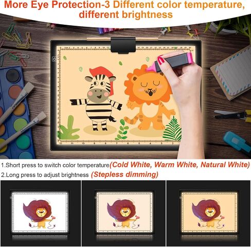 Magnetic Light Box for Tracing, A4 Light Pad for Drawing with 4 Magnets, 2 Scale (CM & INCH) Portable Ultra-Thin Sketch Pad, Dimmable Light Table for Diamond Painting, X-ray View (4 Magnets Included) in Saudi Arabia