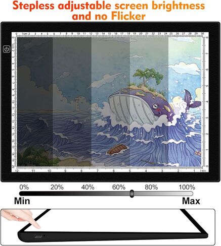 Magnetic Light Box for Tracing, A4 Light Pad for Drawing with 4 Magnets, 2 Scale (CM & INCH) Portable Ultra-Thin Sketch Pad, Dimmable Light Table for Diamond Painting, X-ray View (4 Magnets Included) in Saudi Arabia
