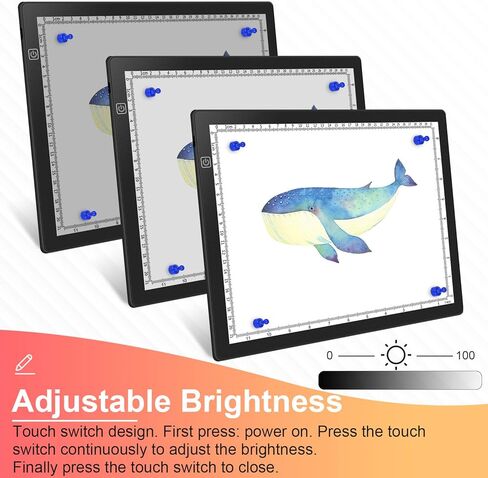 Magnetic Light Box for Tracing, A4 Light Pad for Drawing with 4 Magnets, 2 Scale (CM & INCH) Portable Ultra-Thin Sketch Pad, Dimmable Light Table for Diamond Painting, X-ray View (4 Magnets Included) in Saudi Arabia