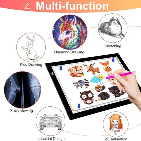 Magnetic Light Box for Tracing, A4 Light Pad for Drawing with 4 Magnets, 2 Scale (CM & INCH) Portable Ultra-Thin Sketch Pad, Dimmable Light Table for Diamond Painting, X-ray View (4 Magnets Included) in Saudi Arabia