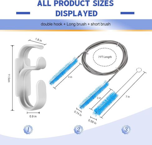 4 قطع من الملحقات لخرطوم CPAP، 2 حزمة خرطوم شماعات و2 فرشاة تنظيف لقناع CPAP، مجموعة تنظيف تنظيم حامل الأنابيب، 7 أقدام مرنة + 7 بوصات فرشاة سلك فولاذية يدوية in Kuwait