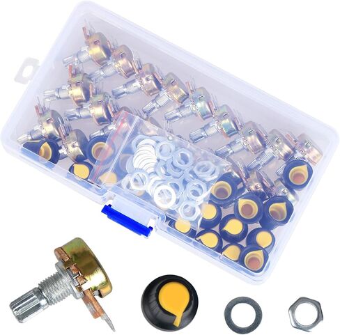 B10K 10K أوم مخرش رمح الخطي الروتاري تفتق الجهد مع مقبض/المكسرات/غسالة Kit-20 قطعة in Kuwait