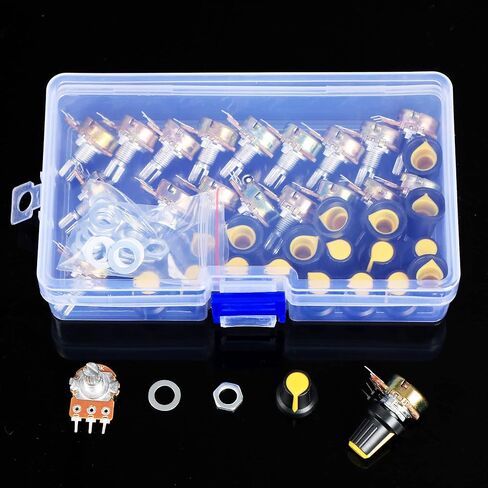 B10K 10K أوم مخرش رمح الخطي الروتاري تفتق الجهد مع مقبض/المكسرات/غسالة Kit-20 قطعة in Kuwait