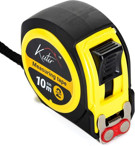12 Foot Measuring Tape Measure by Kutir - Easy to Read Both Side Dual Ruler, Retractable, Heavy Duty, Magnetic Hook, Metric, Inches and Imperial Measurement, Shock Absorbent Rubber Case in Saudi Arabia