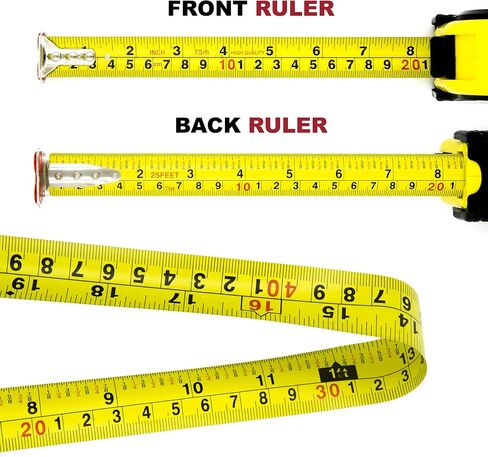 12 Foot Measuring Tape Measure by Kutir - Easy to Read Both Side Dual Ruler, Retractable, Heavy Duty, Magnetic Hook, Metric, Inches and Imperial Measurement, Shock Absorbent Rubber Case in Saudi Arabia