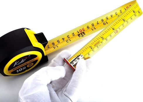 12 Foot Measuring Tape Measure by Kutir - Easy to Read Both Side Dual Ruler, Retractable, Heavy Duty, Magnetic Hook, Metric, Inches and Imperial Measurement, Shock Absorbent Rubber Case in Saudi Arabia