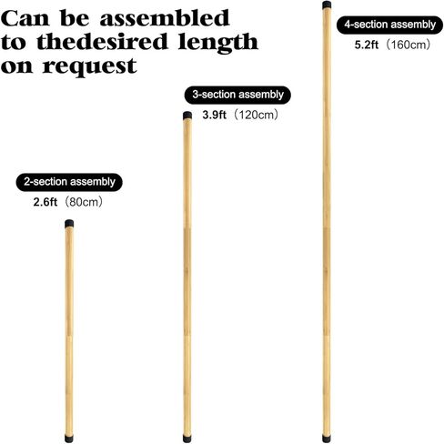 عصا يوجا محمولة بطول 5.2 قدم من الخيزران الطبيعي لتصحيح الوضعية، عصا قابلة للتمدد من الخيزران، عصا يوجا وتد لليوجا لصالة الألعاب الرياضية والمكتب والمنزل وغرفة اللياقة البدنية in Kuwait