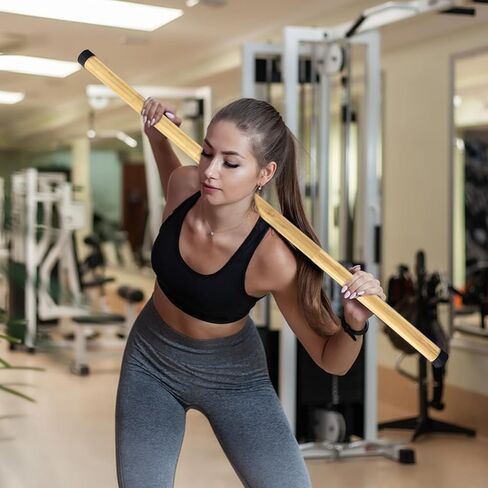 عصا يوجا محمولة بطول 5.2 قدم من الخيزران الطبيعي لتصحيح الوضعية، عصا قابلة للتمدد من الخيزران، عصا يوجا وتد لليوجا لصالة الألعاب الرياضية والمكتب والمنزل وغرفة اللياقة البدنية in Kuwait