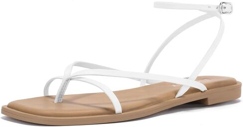 صندل نسائي مسطح من FITORY مزود بإبزيم إغلاق قابل للتعديل لفصل الصيف مقاس 6-11 in Kuwait