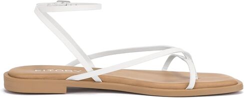 صندل نسائي مسطح من FITORY مزود بإبزيم إغلاق قابل للتعديل لفصل الصيف مقاس 6-11 in Kuwait