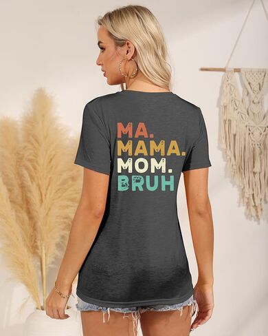 Mama Shirt, Ma Mama Mom Bruh Tshirt, Funny Casual Tee, V Neck Tops in Saudi Arabia