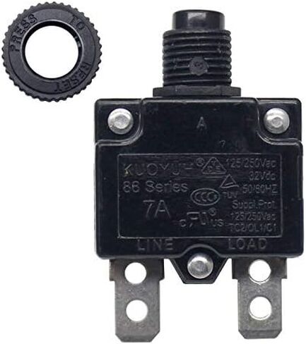 KUOYUH 88 Series 3, 5, 7, 8, 10, 12, 13, 15, 16, 20, 25, 30 Amp DC Circuit Breaker Push-Button Reset with Quick Connect Terminals and Transparent Waterproof Button Cover (7A) in Saudi Arabia