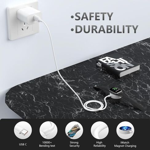 5W Fast Charger Magnetic for Apple Watch, 3FT USB C for iWatch Magnetic Wireless Charging Cable with Max 20W PD Power Adapter Set Compatible with Apple Watch Series SE/SE2/Ultra/Nike/8/7/6/5/4/3/2 in Saudi Arabia
