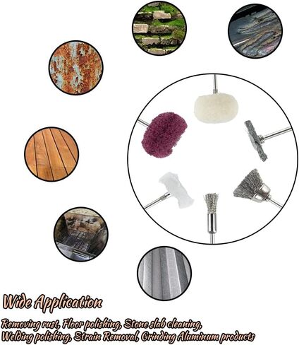 Yasumai Steel Wire Brush Wheels Polishing Buffing Abrasive Buff Cloth Wheel Set Cotton Felt Mounted Mandrel and for Rotary Tool Jewelry and Watch Clean Tools-1/8 Inch Shank 60 Pcs in Saudi Arabia
