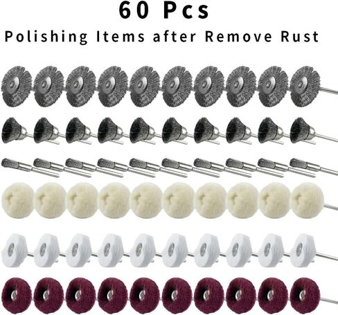 Yasumai Steel Wire Brush Wheels Polishing Buffing Abrasive Buff Cloth Wheel Set Cotton Felt Mounted Mandrel and for Rotary Tool Jewelry and Watch Clean Tools-1/8 Inch Shank 60 Pcs in Saudi Arabia