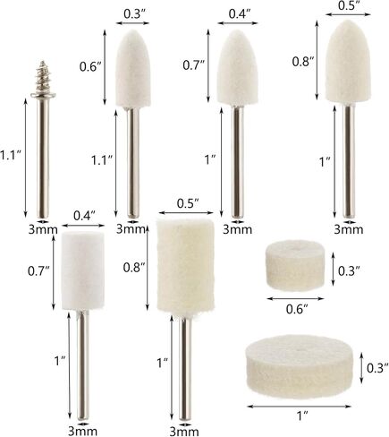 Hedume Set of 258 Felt Polishing Buffing Wheel, Wool Felt Polishing Pad Wheel Professional Accessories, Clean Wheels Point Grinding Bits Rotary Tool in Saudi Arabia